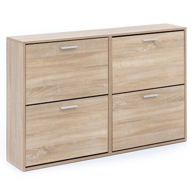 Schuhschrank NIDDA Holz 4 Klapptüren 8 Schuhablagen 120x24x81 cm