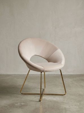 Esszimmerstuhl NETO Samtbezug Beige Metallbeine gepolstert bis 110 kg