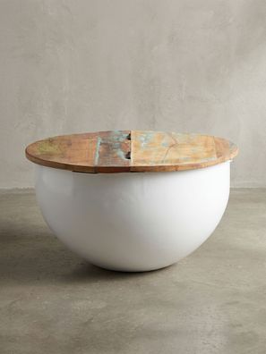 Couchtisch Serchio Massivholz Metall klappbare Platte Industrie-Stil Ø 60 cm