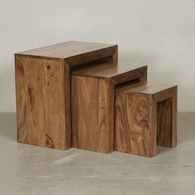 Satztisch-Set NAKO Massivholz 3-teilig platzsparend handgefertigt