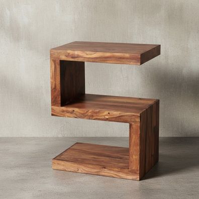 Beistelltisch NAKO Massivholz S-Form handgefertigt Landhausstil 60 cm hoch