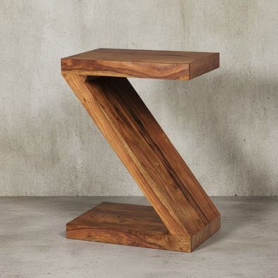 Beistelltisch NAKO Massivholz Z-Form handgefertigt 44x30x59 cm
