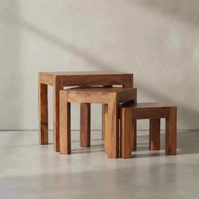Satztisch-Set NAKO 3-teilig Massivholz platzsparend Landhausstil