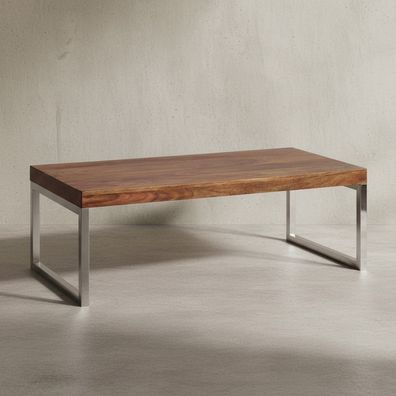Couchtisch ISEN Massivholz Chromfüße rechteckig 120x60x40 cm
