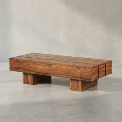 Couchtisch SAAR Massivholz handgefertigt rechteckig 120x45x30 cm
