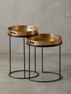 Beistelltisch 2er Set NERA Aluminium Hammerschlag abnehmbare Platte 38x38x45 cm