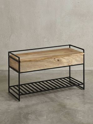 Flurbank Sillaro Massivholz Metall Schuhablage hochklappbar 90 x 38 x 52 cm