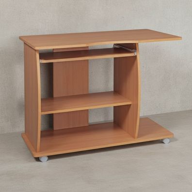 Computertisch Spanplatte mit Rollen Tastaturauszug 3D-Ecken 90x50x71 cm