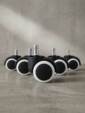 Bürostuhlrollen 5er-Set Kunstfaser Schwarz Ø50mm für Hartböden