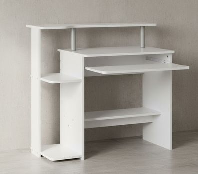 Schreibtisch Weiß 94x48x90 cm mit Tastaturauszug und Ablagefächern