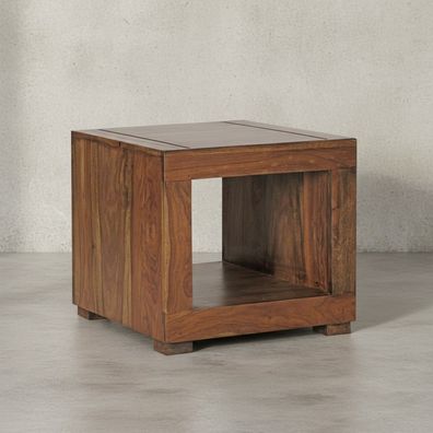 Couchtisch Massivholz Sheesham 50cm breit Dunkelbraun Landhaus-Design