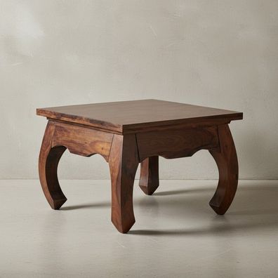 Couchtisch Sheesham Holz, Opium-Form, pflegeleicht, robust, handgefertigt 60x60cm