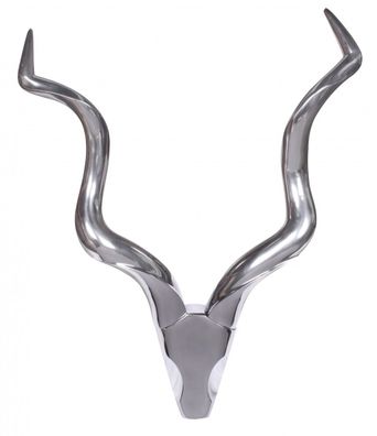 Wanddeko Hirschgeweih Aluminium silberfarben 80x110cm handgefertigt