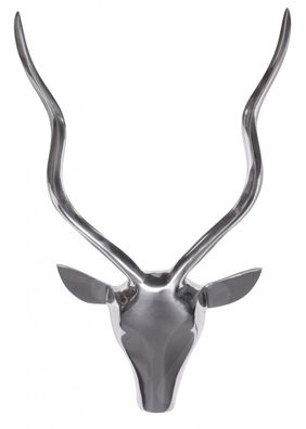 Wanddeko Hirschgeweih Aluminium silberfarben 33x54x4cm modern handgefertigt