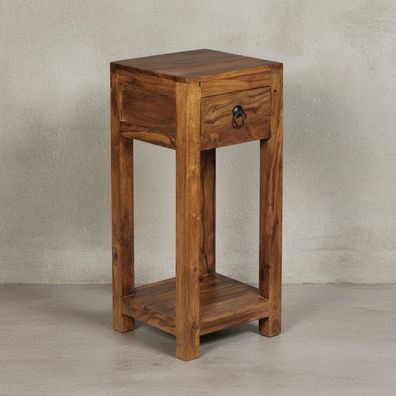 Beistelltisch - Massivholz 30x30x68cm mit Ablage und Schublade handgefertigt