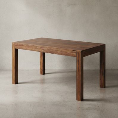 Esstisch Massivholz Akazie Rechteckig Handgefertigt NAKO, Braun 140x80x76cm