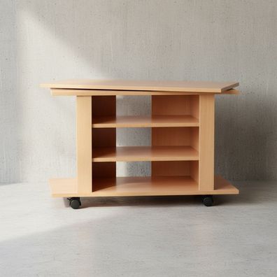 TV Board - Buchenholz drehbar rollbar 3 Ebenen