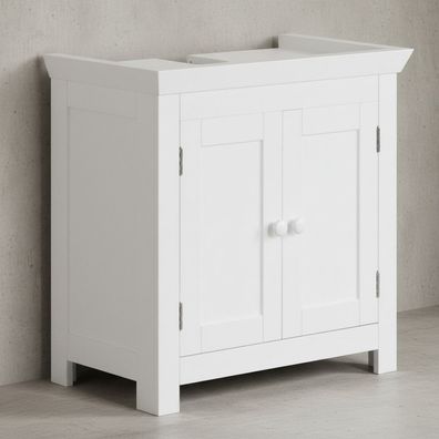 Waschbeckenunterschrank Weiß 50x25x41 cm im Landhausstil aus MDF