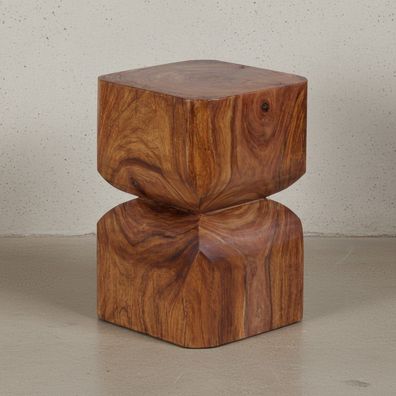 Beistelltisch - Massivholz Natur abgerundete Ecken 30x45x30cm