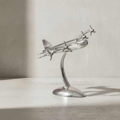 Dekofigur Flugzeugpropeller Aluminium Silber 42x30cm handgefertigt