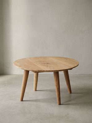 Couchtisch Rund, Akazie Massivholz, stabile Holzbeine, handgefertigt, 75cm Ø