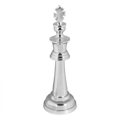 Dekofigur Schachfigur Aluminium poliert 70cm Silber