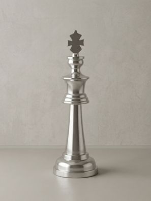 Dekofigur Schachfigur Aluminium poliert 70cm Silber