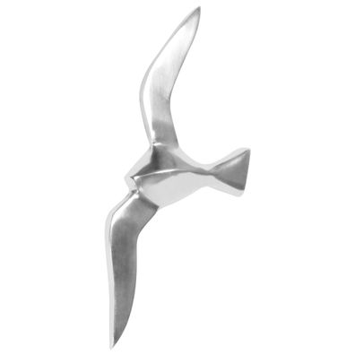 Wanddeko Möwe Aluminium silberfarben poliert 30cm mit Wandhalterung