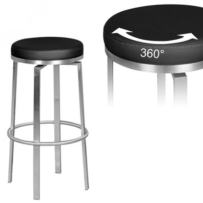 Barhocker - Edelstahl, drehbar, gepolsterte Sitzfläche, 76 cm