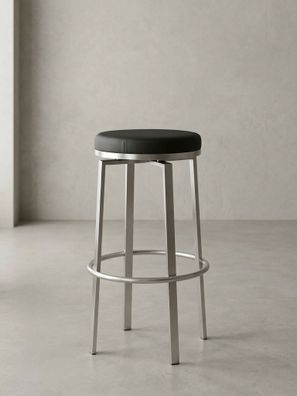 Barhocker - Edelstahl, drehbar, gepolsterte Sitzfläche, 76 cm