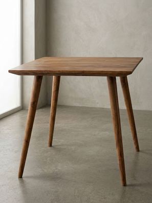 Esszimmertisch - Massivholz Braun 80x80x76cm Retro Landhausstil