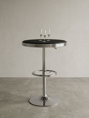 Bartisch - Retro-Stil, höhenverstellbar, Aluminiumoptik, Kunstleder