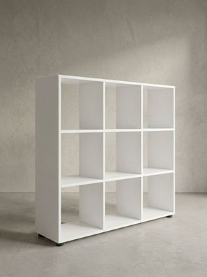 Bücherregal - Weiß, 8 Fächer, kratzfest, Raumteiler