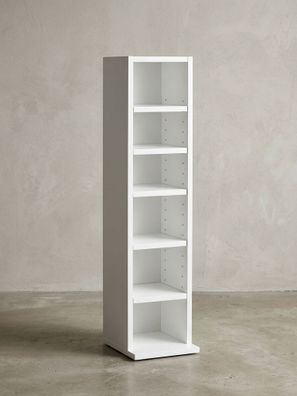 Wandregal - 6 Fächer, weiß, schmal, freistehend, 21x91x25,5 cm