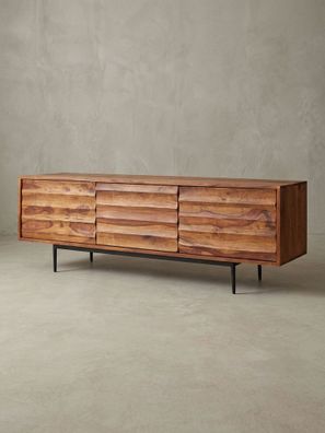 Lowboard Mango Massivholz Metall Industrial Stil für Fernseher bis 55 Zoll