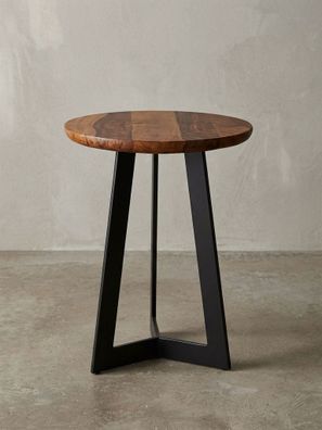 Beistelltisch - Holz Metall Braun Schwarz 40x40cm Industrial Maserung