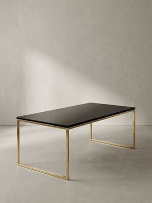 Couchtisch RIVA, Schwarz, Metall und Holz, Filigrane Beine, Maße 120x45x60cm