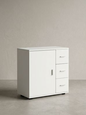 Badschrank Weiß 60x65,5x33 cm mit großem Stauraum in matter Ausführung