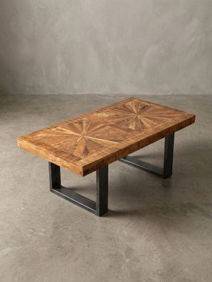 Couchtisch Mangoholz rustikal, Metallbeine, 105x40x55cm, Traglast 50 kg