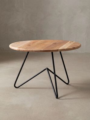 Couchtisch Akazienholz mit Haarnadelgestell, Modernes Design, Große Ablagefläche