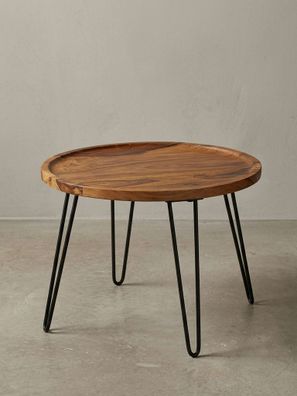 Couchtisch Sheeshamholz, Haarnadelbeine, modern, große Ablagefläche, Naturholzoptik