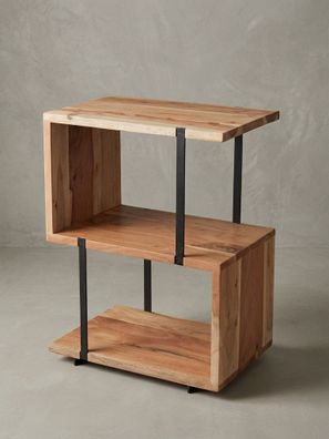 Beistelltisch - Massivholz Edelstahl S-Form modern