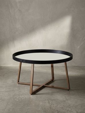Couchtisch rund Gold, Glas und Metall, Modern, 78x42,5cm