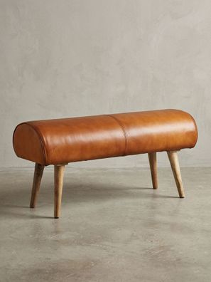 Sitzbank - Echtleder/Holz, 2 Personen, Modern
