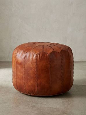 Sitzhocker - Echtleder Braun, orientalisches Design