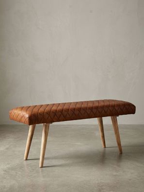 Sitzbank - Echtleder/Holz, Springbock-Stil
