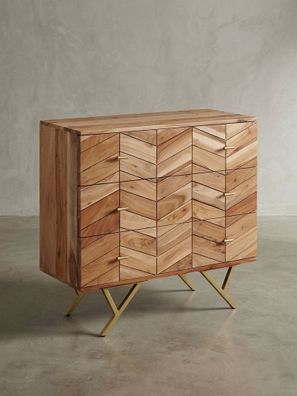 Sideboard - Akazie Massivholz, rustikal, mit Muster, Landhausstil