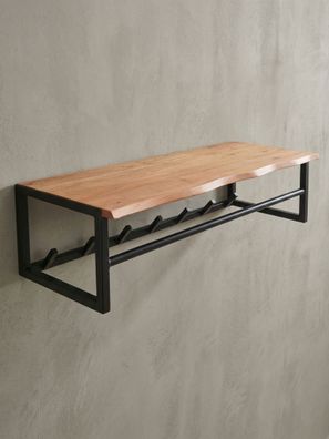 Wandgarderobe Akazie Massivholz Metall Modern mit Baumkante