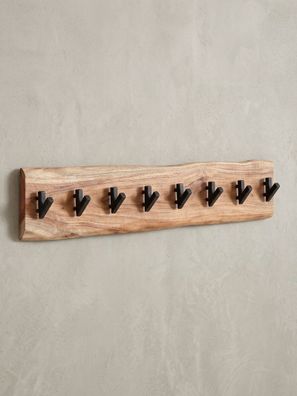 Wandgarderobe Massivholz Metall Modern mit Baumkante und 8 Haken