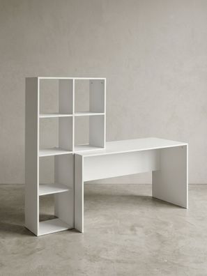 Schreibtisch - mit Regal, groß, puristisches Design, Melaminharzbeschichtung
